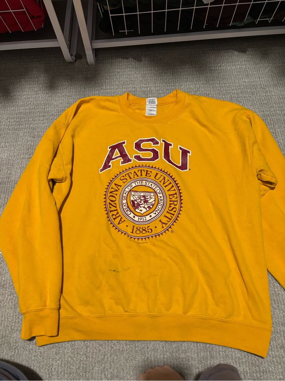 VINTAGE ASU Gold Crewneck Sweatshirt with Maroon Logo